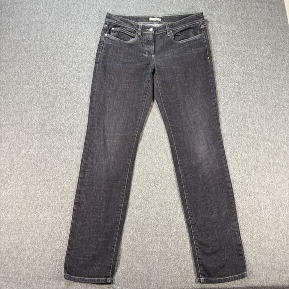 Eileen Fisher Jeans Womens 6 Black‎ Straight Leg Denim Portugal Classic Stretch - Picture 1 of 5